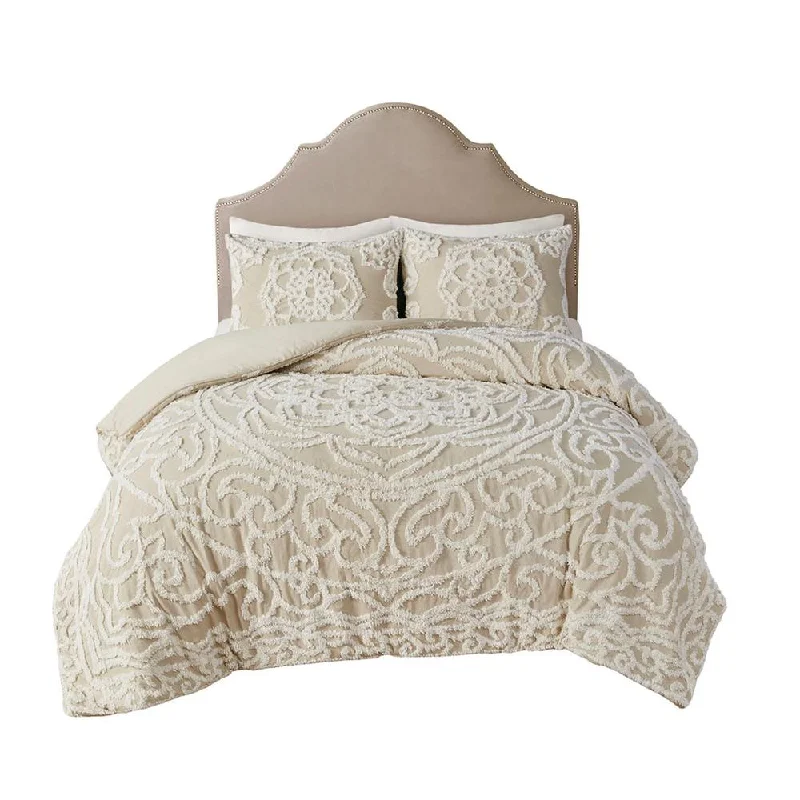 Weekend Super Savings 100% Cotton Laetitia Tufted Duvet Cover Set -3 pcs. (King/Cal King)