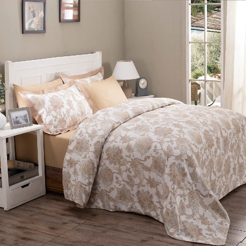 Exclusive Savings Event Art Nouveau Mabel Neutral Plain & Printed Reversible 100% Cotton Super Soft Duvet Cover with Pillow Case Exclusive Savings Event Art Nouveau Mabel Neutral Plain & Printed Reversible 100% Cotton Super Soft Duvet Cover with Pillow Case
