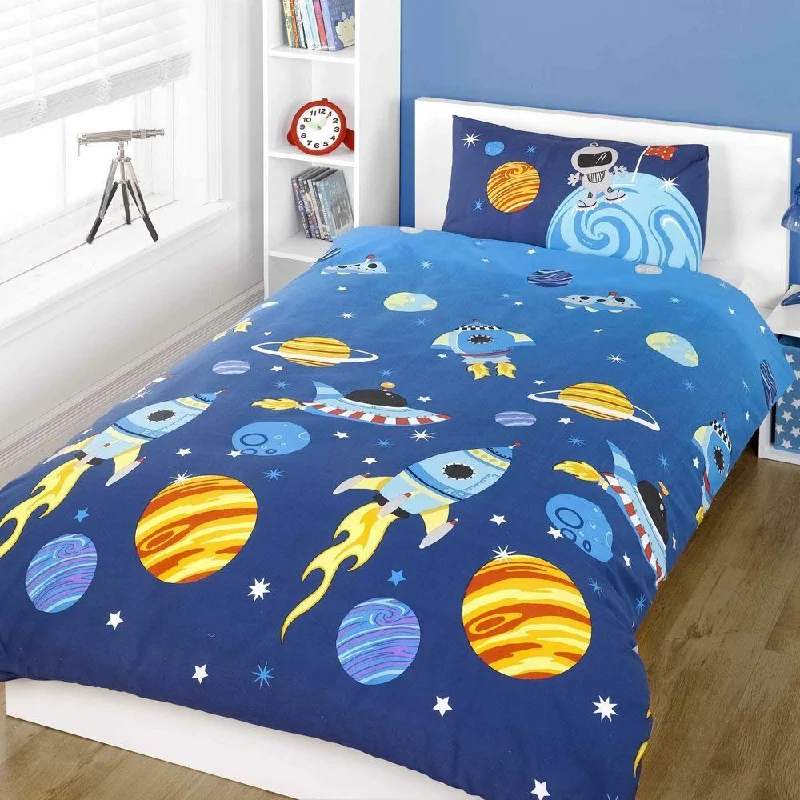 Weekend Special Shopping Event Blue Outer Space Rocket & Planets Kids Bedding Twin Duvet / Comforter Cover Set Weekend Special Shopping Event Blue Outer Space Rocket & Planets Kids Bedding Twin Duvet / Comforter Cover Set