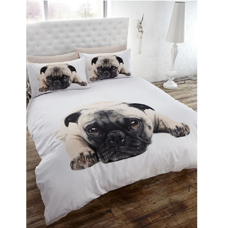 Weekend Bargain Time Little Pug Dog Print Full Bedding Duvet / Comforter Cover Set Photo Print Weekend Bargain Time Little Pug Dog Print Full Bedding Duvet / Comforter Cover Set Photo Print