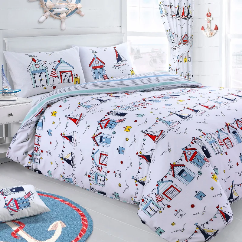 Weekend Best Price Deals Velosso Nautical Beach Huts Duvet Cover & Pillowcase Set