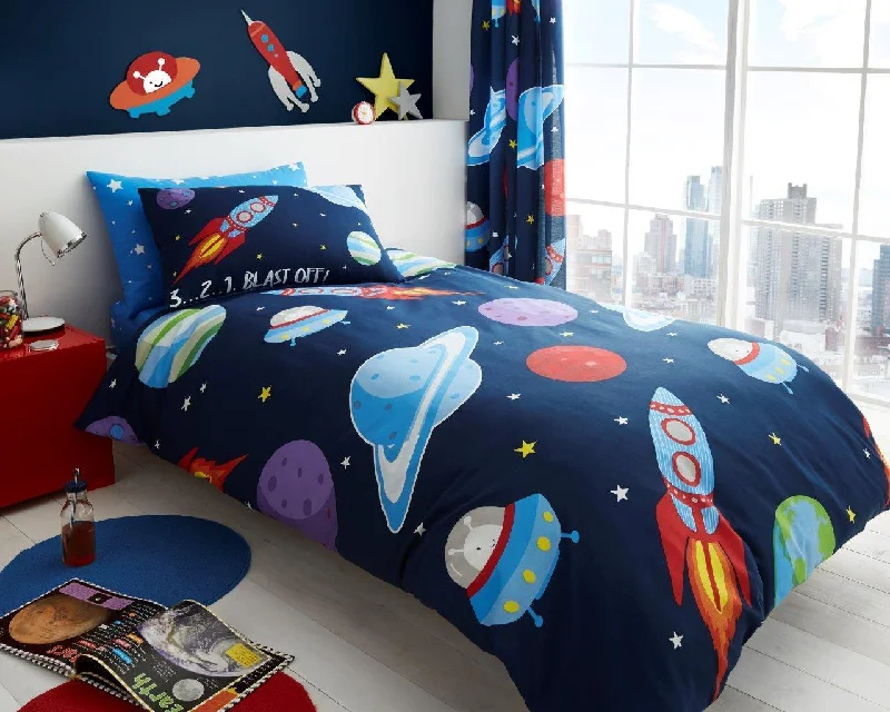 Weekend Deal Rush Outer Space Blast Off Kids Rocket Bedding Twin Duvet Cover Set Navy UFOs & Planets Weekend Deal Rush Outer Space Blast Off Kids Rocket Bedding Twin Duvet Cover Set Navy UFOs & Planets