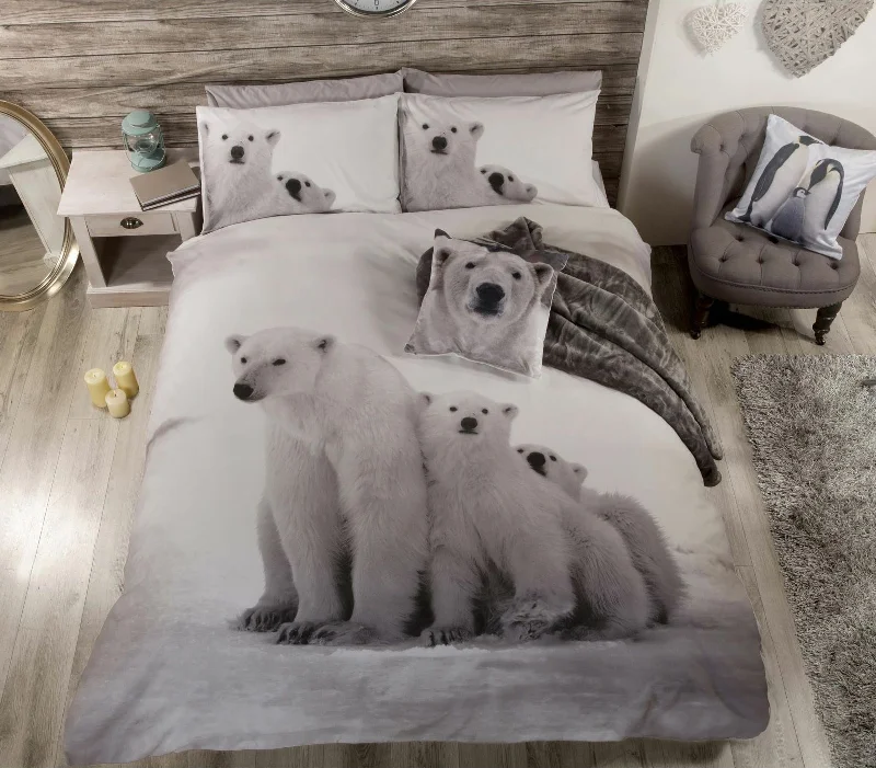 Weekend Best Buys White Polar Bears Bedding Queen Duvet Cover / Comforter Cover Bed Set - Mother & Cubs 3D Photo Real Weekend Best Buys White Polar Bears Bedding Queen Duvet Cover / Comforter Cover Bed Set - Mother & Cubs 3D Photo Real