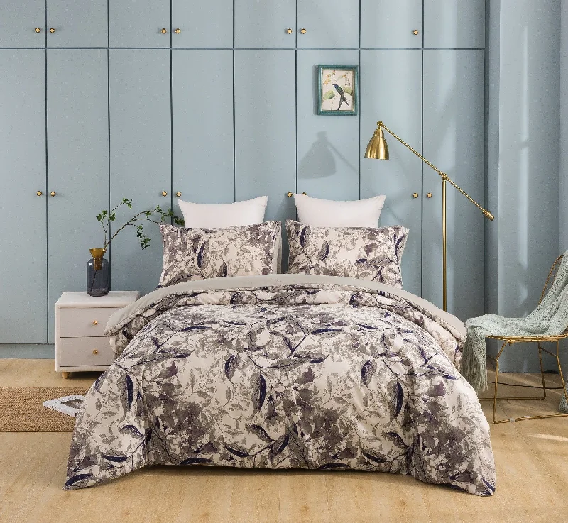 Weekend Discount Rush Tache Microfiber Abstract Wispy Leaf Taupe Grey Duvet Cover (JHW-843)