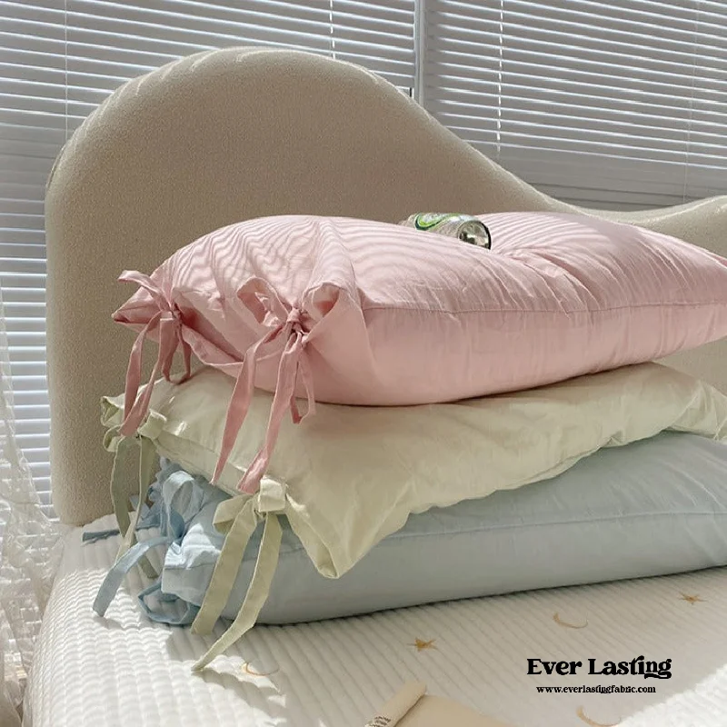 Hot Picks Bow Tied Ribbon Pastel Pillowcases (6 Colors)