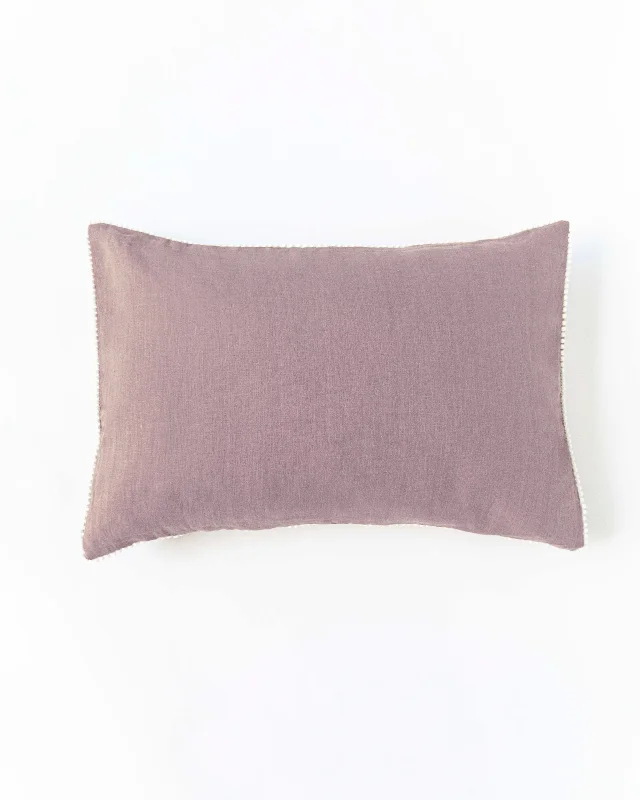 Weekend Flash Markdown Pom pom trim linen pillowcase in Woodrose
