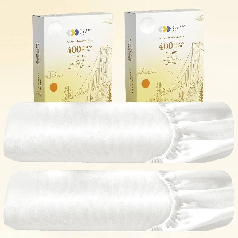 Weekend Steals Await 2-Pack Fitted Sheets Only - 400 Thread Count 100% Cotton Sateen - Dream Comfort Weekend Steals Await 2-Pack Fitted Sheets Only - 400 Thread Count 100% Cotton Sateen - Dream Comfort