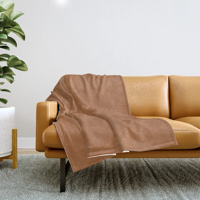 Super Price Drop Autumn Brown Solid Color Accent Shade / Hue Matches Sherwin Williams Gingery SW 6363 Throw Blanket